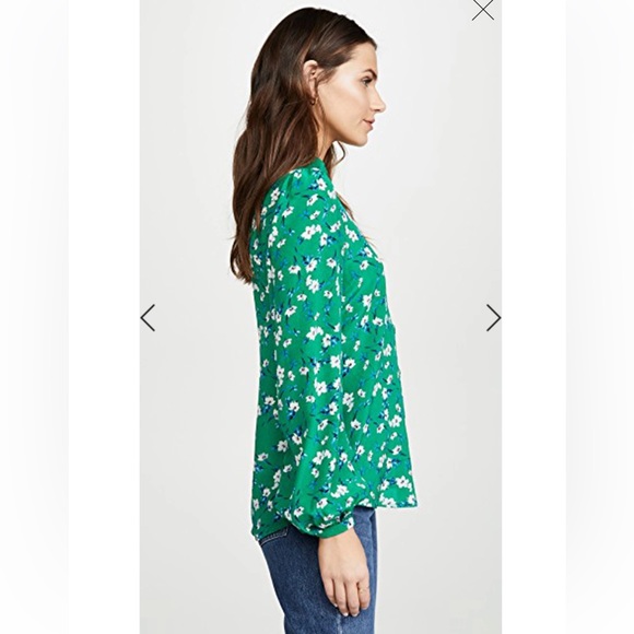 Yumi Kim Green Floral Silk Blouse - Picture 7 of 16